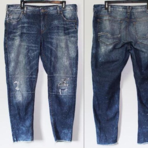 Silver Jeans Girlfriend Denim Distressed Splatter Jeans Plus Size 16 H13230 - Picture 12 of 12